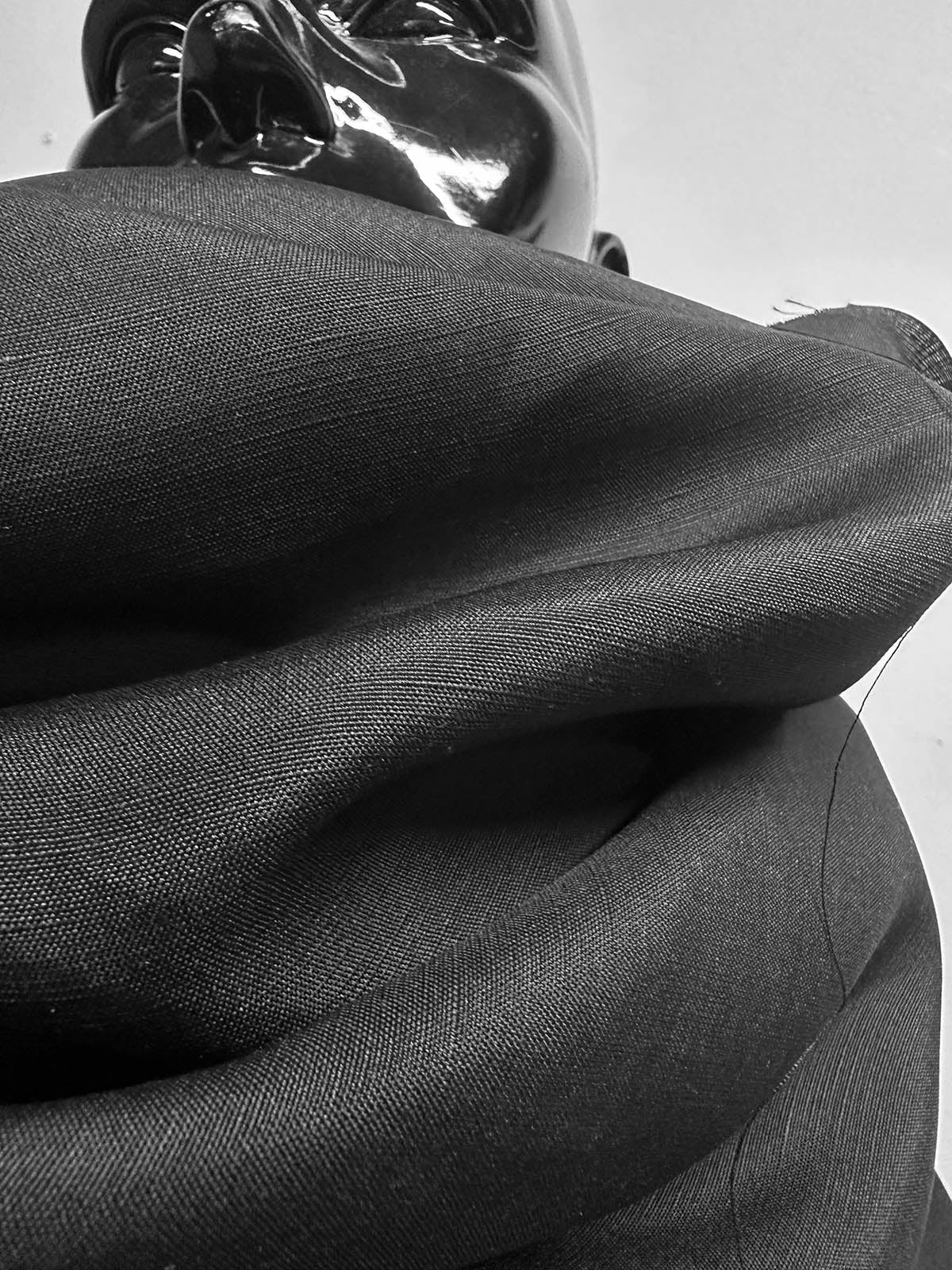 Black Linen Weave Silk - L'Etoffe Fabrics LLC