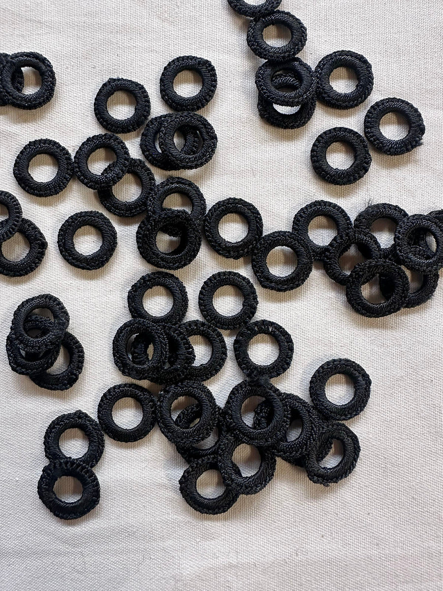 Black Passementarie Eyelets Per Dozen - L'Etoffe Fabrics LLC