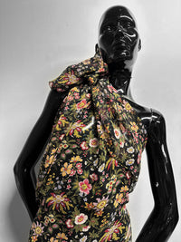 Black Passionflower Silk Crepe - L'Etoffe Fabrics LLC
