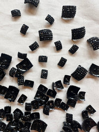 Black Rhinestone Convex Rectangles in 2 Sizes - L'Etoffe Fabrics LLC