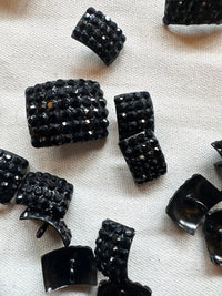 Black Rhinestone Convex Rectangles in 2 Sizes - L'Etoffe Fabrics LLC