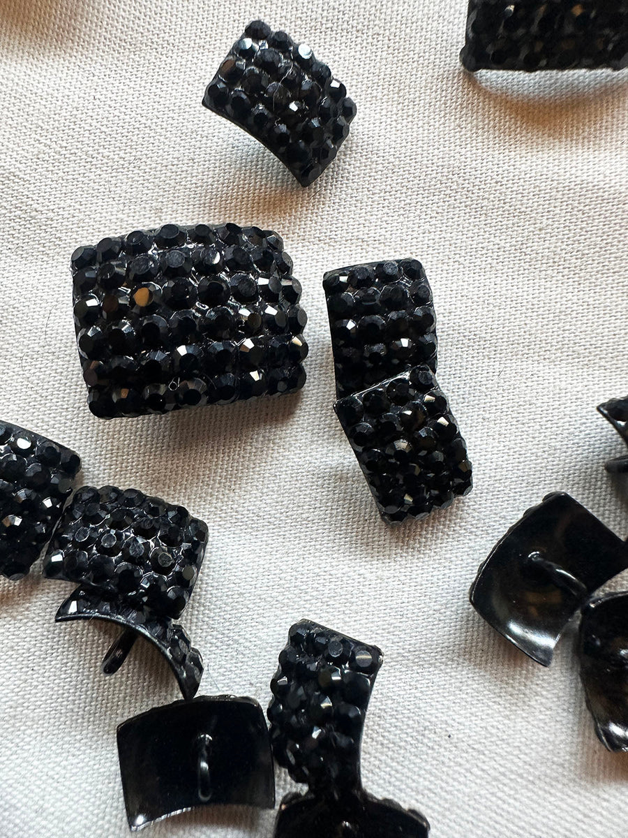Black Rhinestone Convex Rectangles in 2 Sizes - L'Etoffe Fabrics LLC