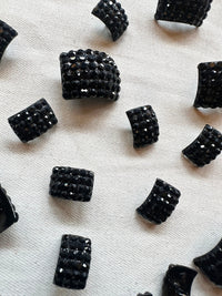 Black Rhinestone Convex Rectangles in 2 Sizes - L'Etoffe Fabrics LLC