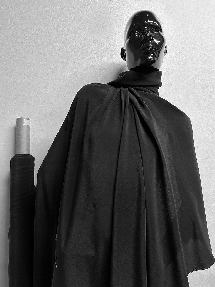 Black Sandwashed Crepe De Chine - L'Etoffe Fabrics LLC