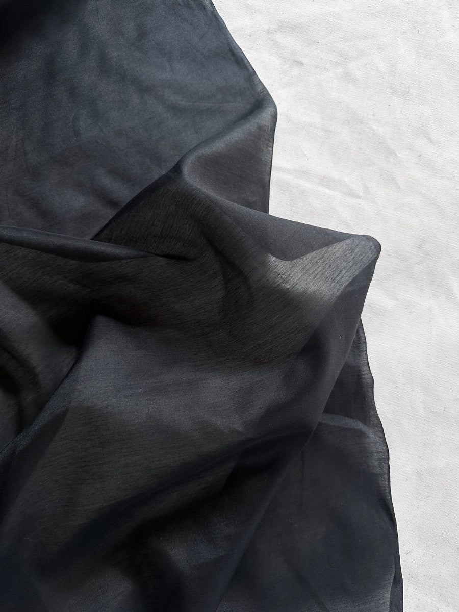 Black Silk Cotton Voile - L'Etoffe Fabrics LLC
