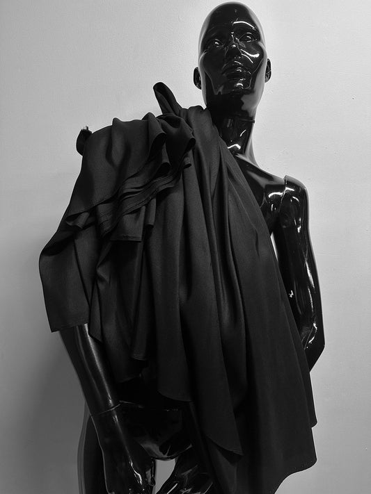 Black Silk Crepe De Chine Dupioni - L'Etoffe Fabrics LLC