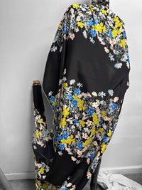 Black Silk Crepe De Chine Floral - L'Etoffe Fabrics LLC