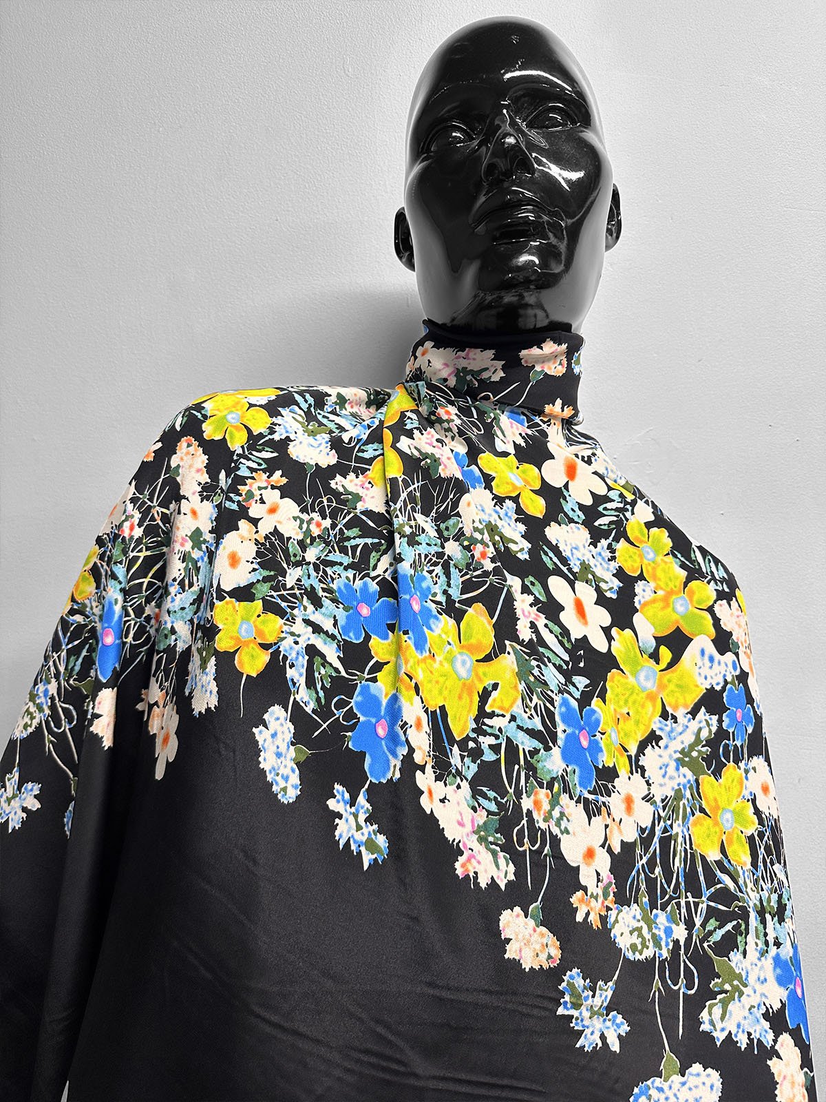 Black Silk Crepe De Chine Floral - L'Etoffe Fabrics LLC