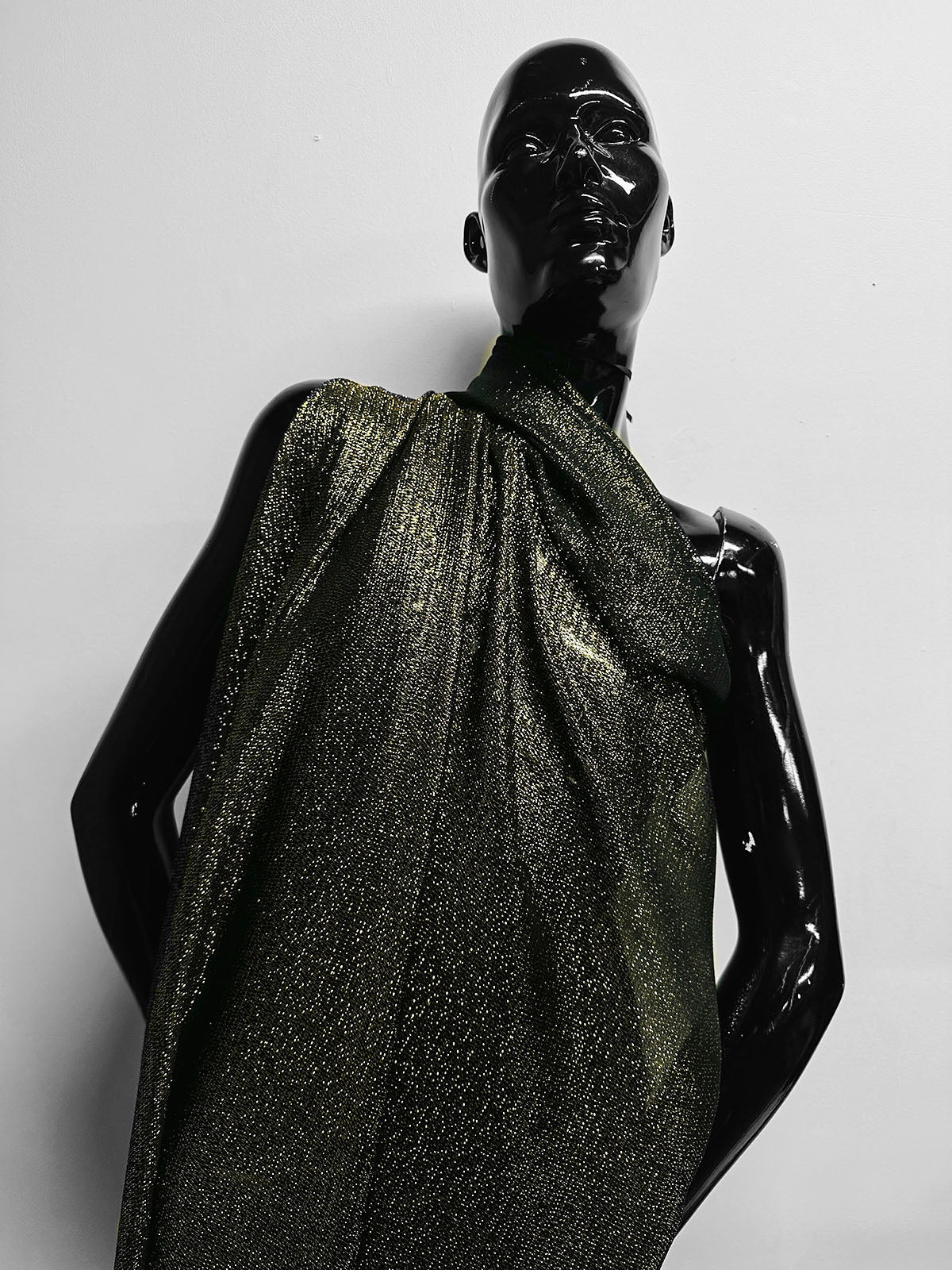 Black Silk Georgette with Gold Lamé - L'Etoffe Fabrics LLC