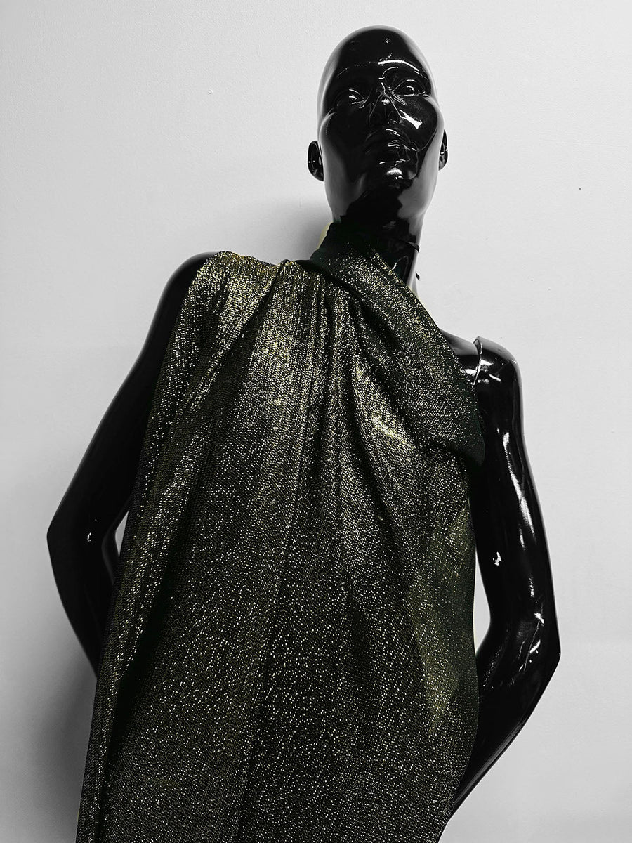 Black Silk Georgette with Gold Lamé - L'Etoffe Fabrics LLC