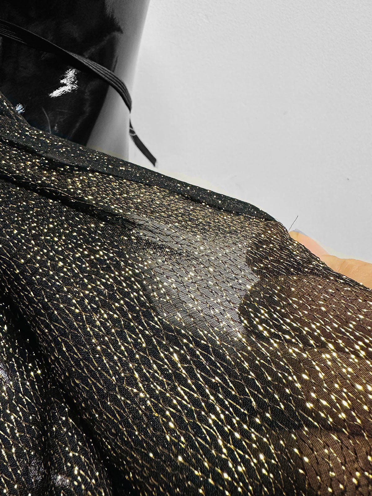 Black Silk Georgette with Gold Lamé - L'Etoffe Fabrics LLC