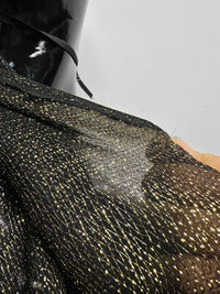 Black Silk Georgette with Gold Lamé - L'Etoffe Fabrics LLC