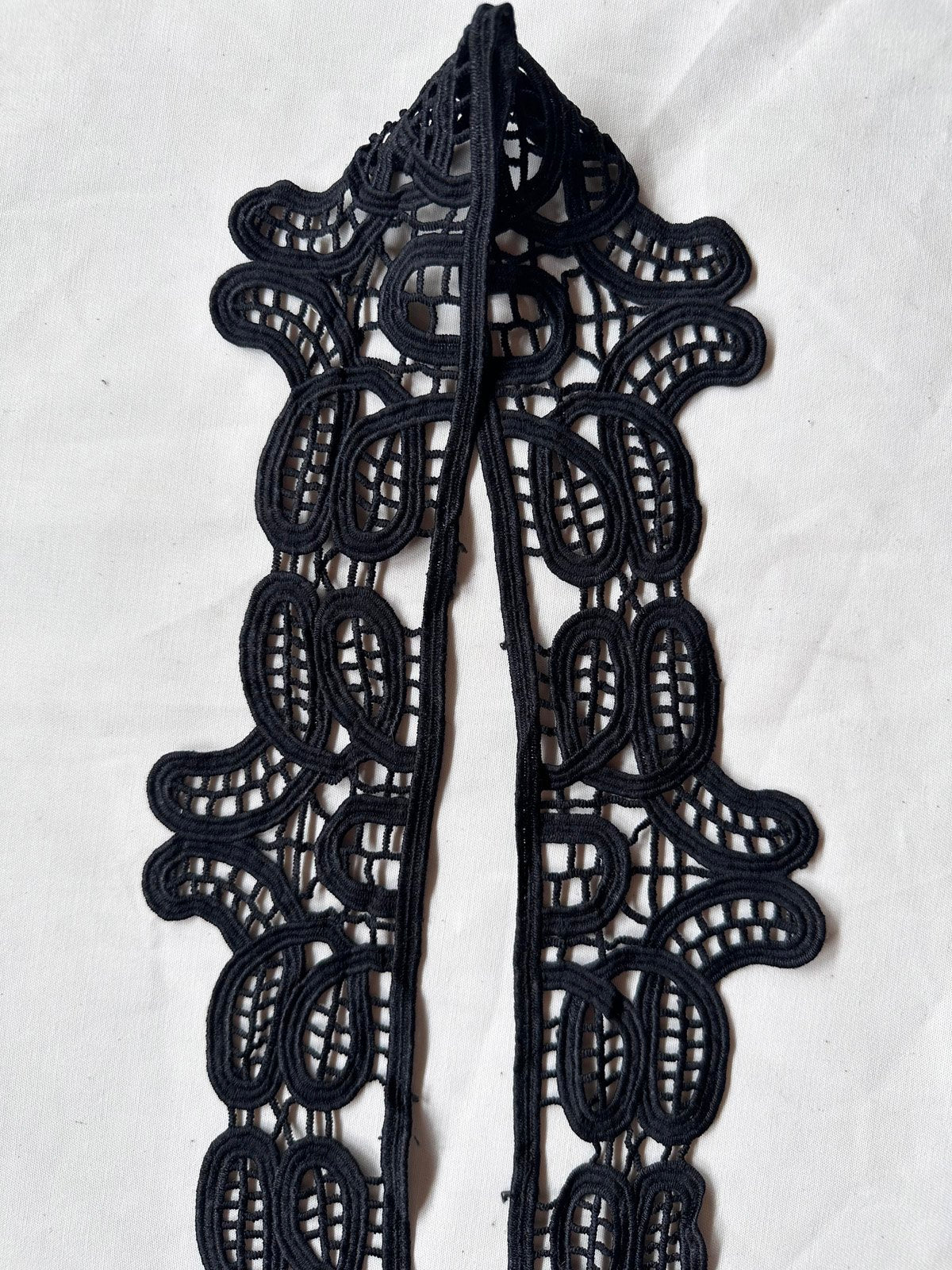 Black Victorian Heavy Embroidered Eyelet Trim - L'Etoffe Fabrics LLC