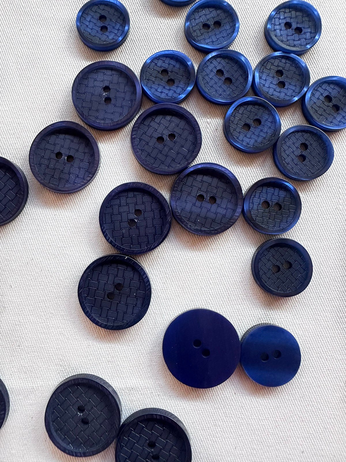 Blue Basket Weave Etched Designer Buttons Per Pair - L'Etoffe Fabrics LLC