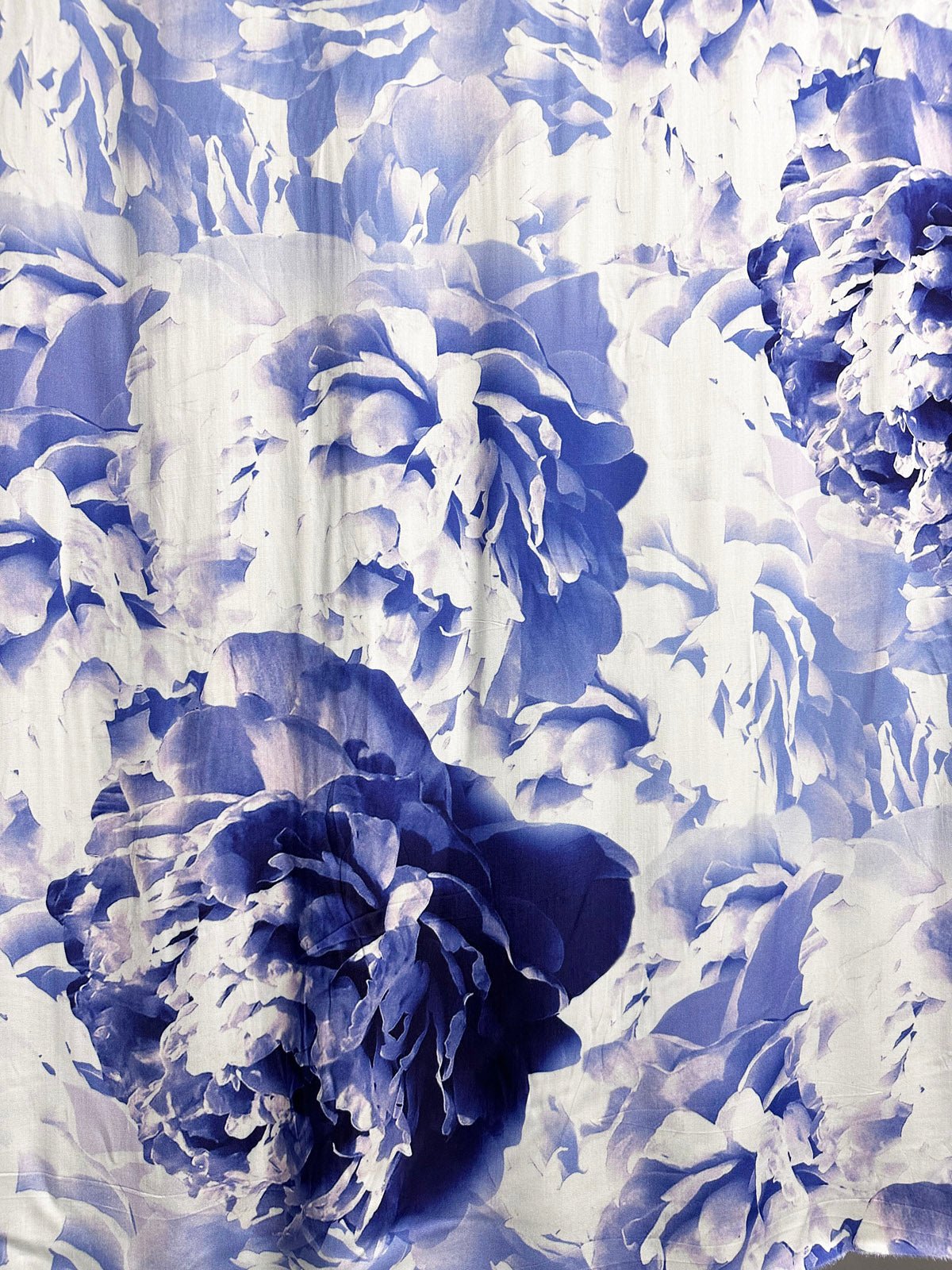 Blue Dahlia Sateen Challis - L'Etoffe Fabrics LLC