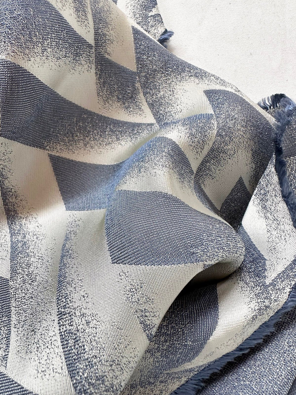 Blue Deco Jacquard Viscose Crepe with Tons of Drape! - L'Etoffe Fabrics LLC