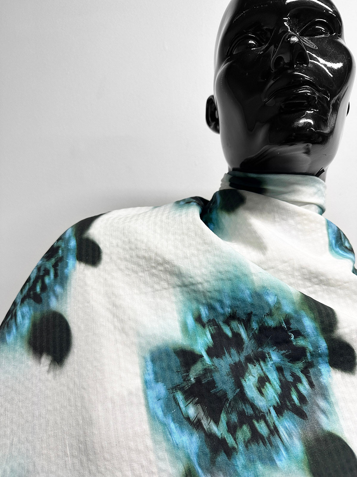 Blue Floral Seersucker Soft Drape Cotton Viscose - L'Etoffe Fabrics LLC