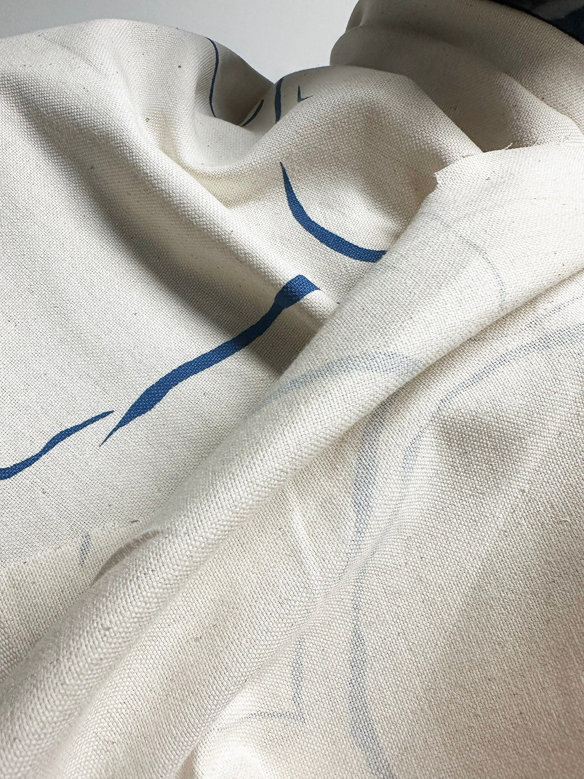 Blue Lines Light Cotton Canvas Weave - L'Etoffe Fabrics LLC