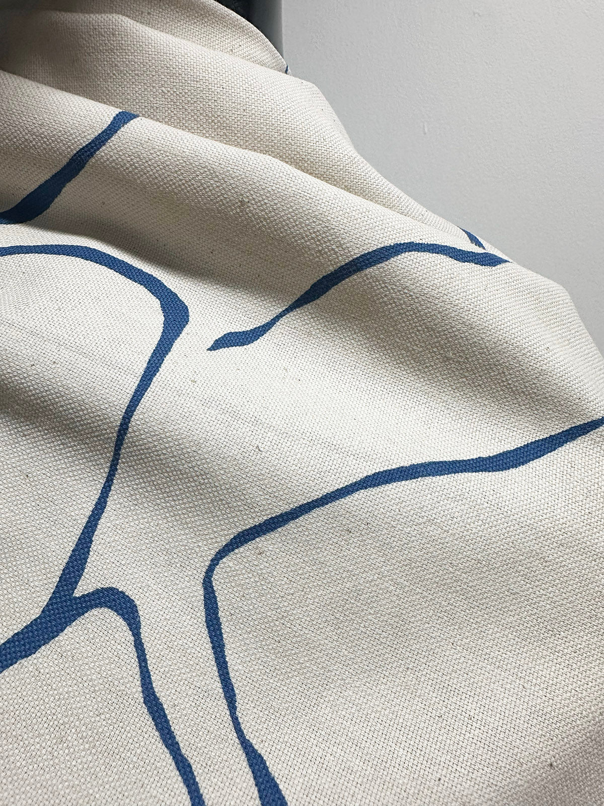 Blue Lines Light Cotton Canvas Weave - L'Etoffe Fabrics LLC