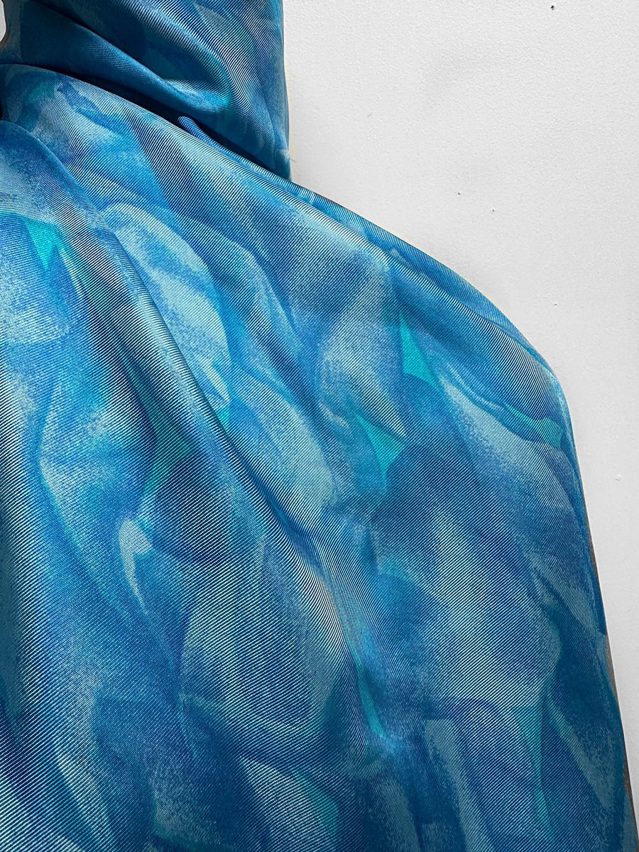 Blue Ryder Vintage Silk Twill Print - L'Etoffe Fabrics LLC