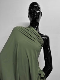 Body Con Semi SHeer 4 Way Stretch Jersey in Olive - L'Etoffe Fabrics LLC