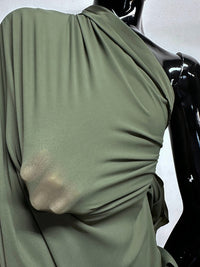 Body Con Semi SHeer 4 Way Stretch Jersey in Olive - L'Etoffe Fabrics LLC
