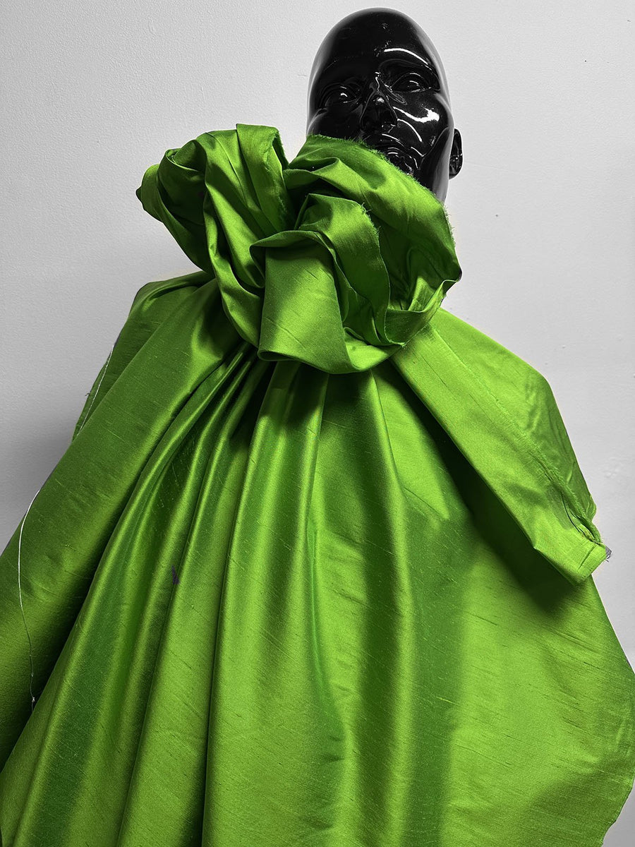 Bold Lime Silk Dupioni Wide - L'Etoffe Fabrics LLC