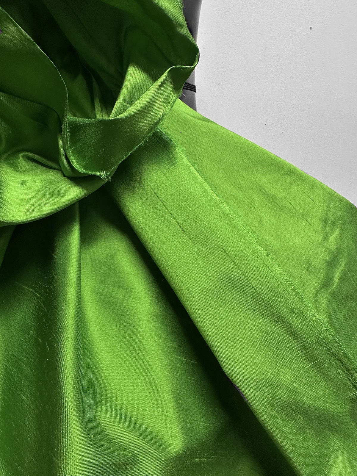 Bold Lime Silk Dupioni Wide - L'Etoffe Fabrics LLC