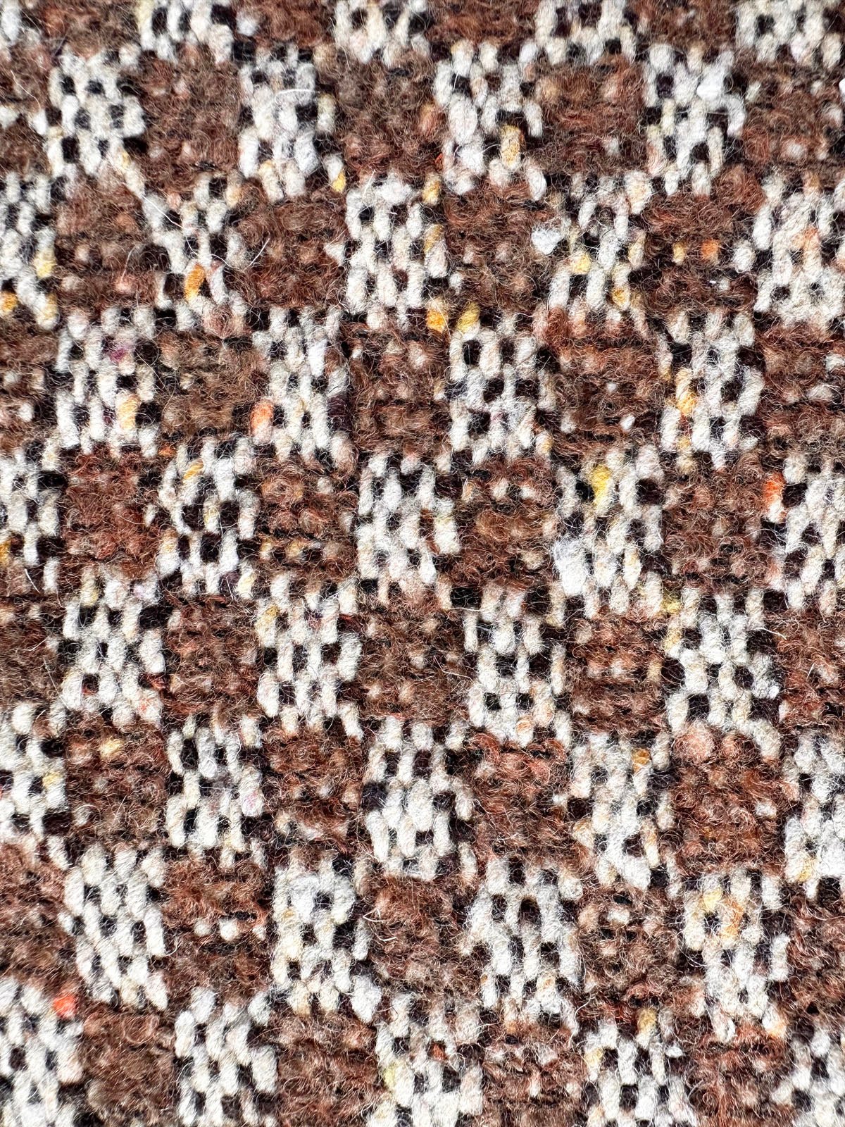 Brown Flecked Checkerboard Wool - L'Etoffe Fabrics LLC