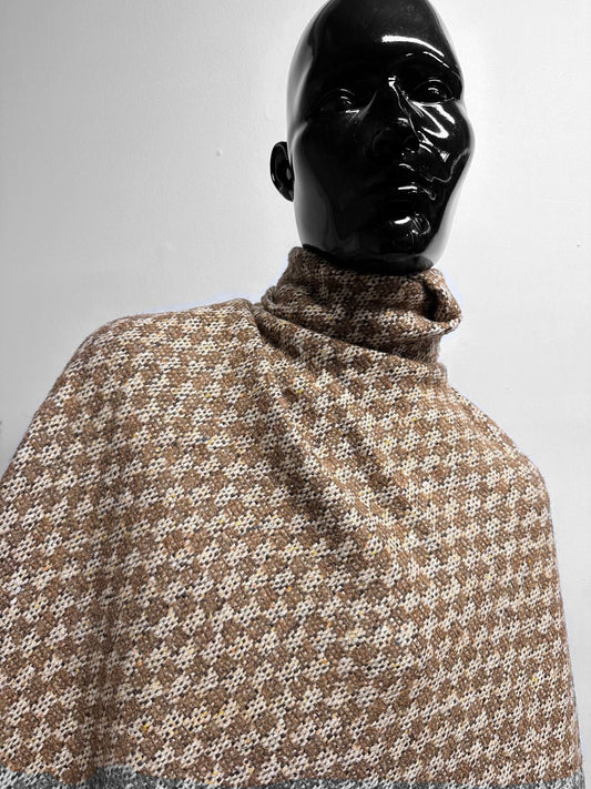 Brown Flecked Checkerboard Wool - L'Etoffe Fabrics LLC