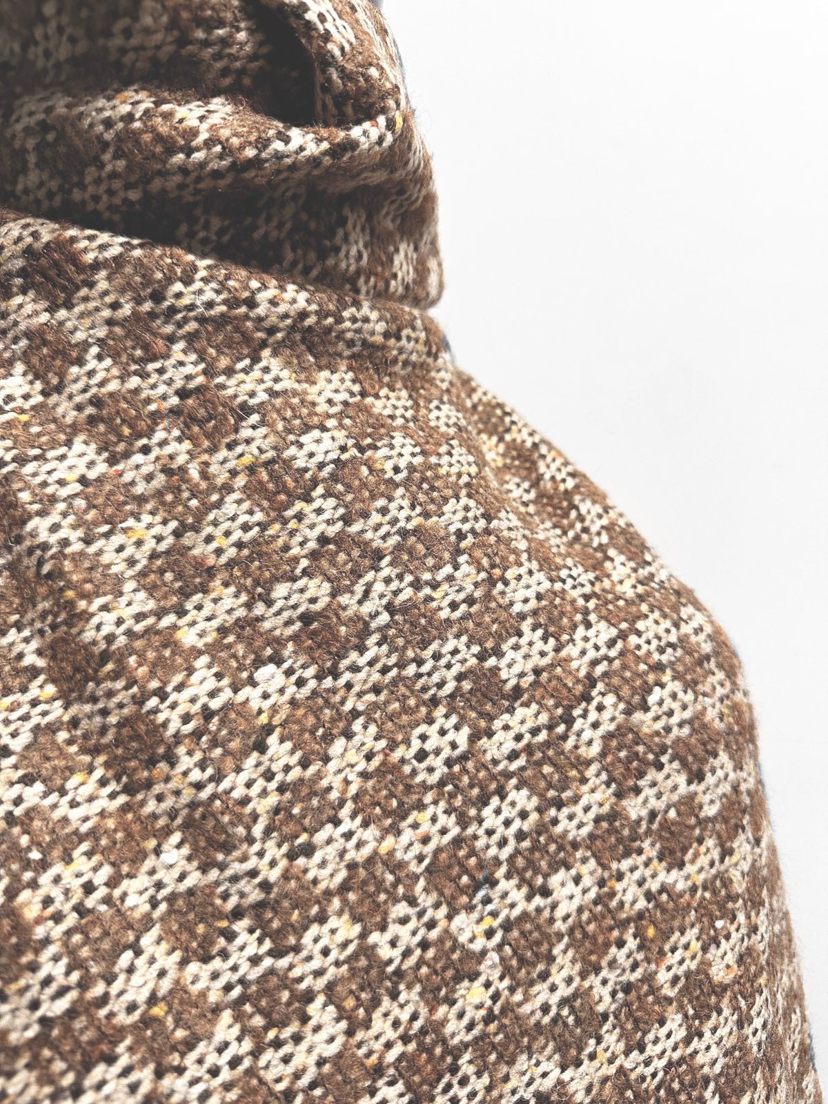 Brown Flecked Checkerboard Wool - L'Etoffe Fabrics LLC