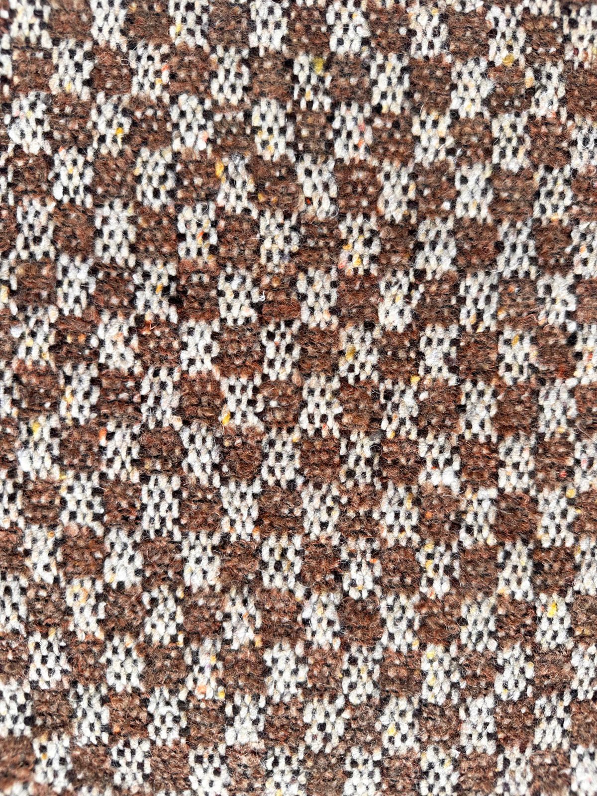 Brown Flecked Checkerboard Wool - L'Etoffe Fabrics LLC