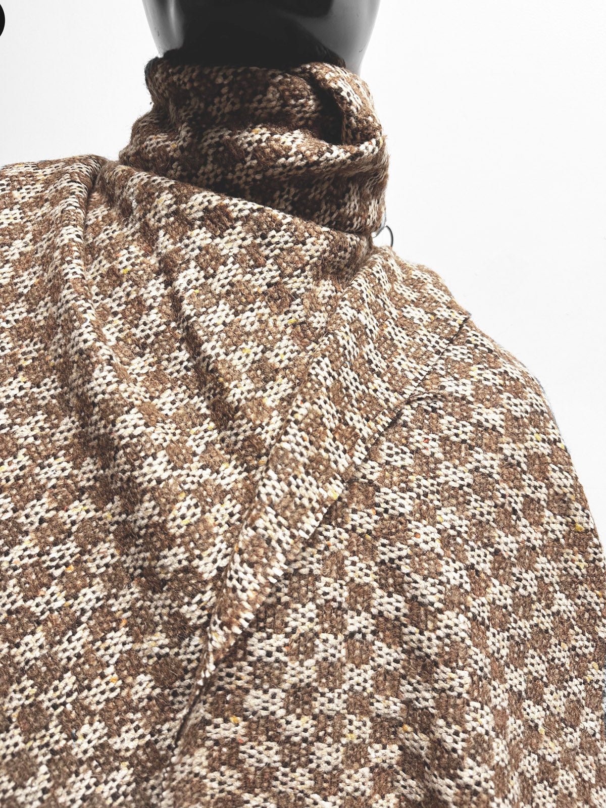 Brown Flecked Checkerboard Wool - L'Etoffe Fabrics LLC