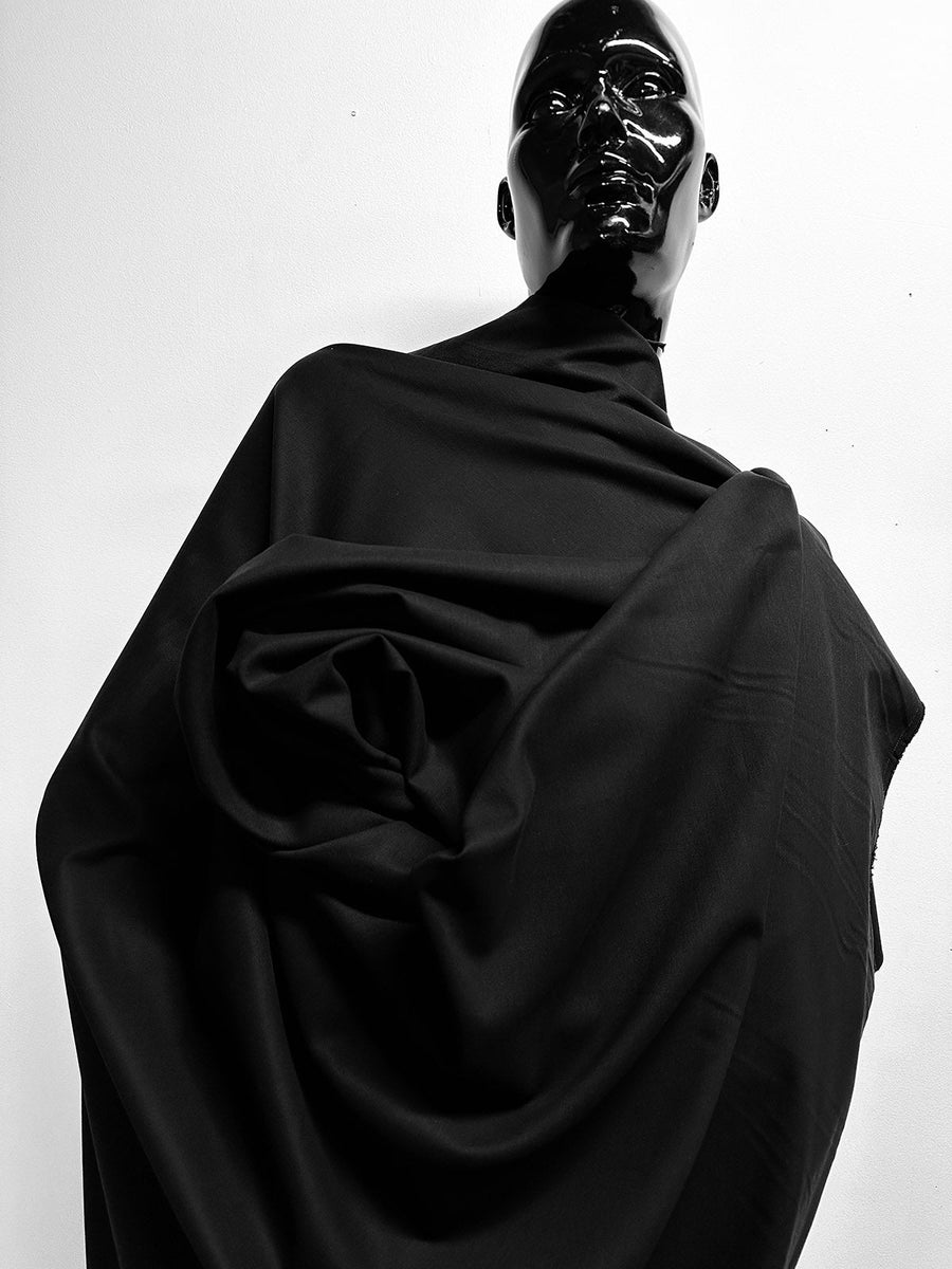 Brushed Soft Black Cotton Twill - L'Etoffe Fabrics LLC