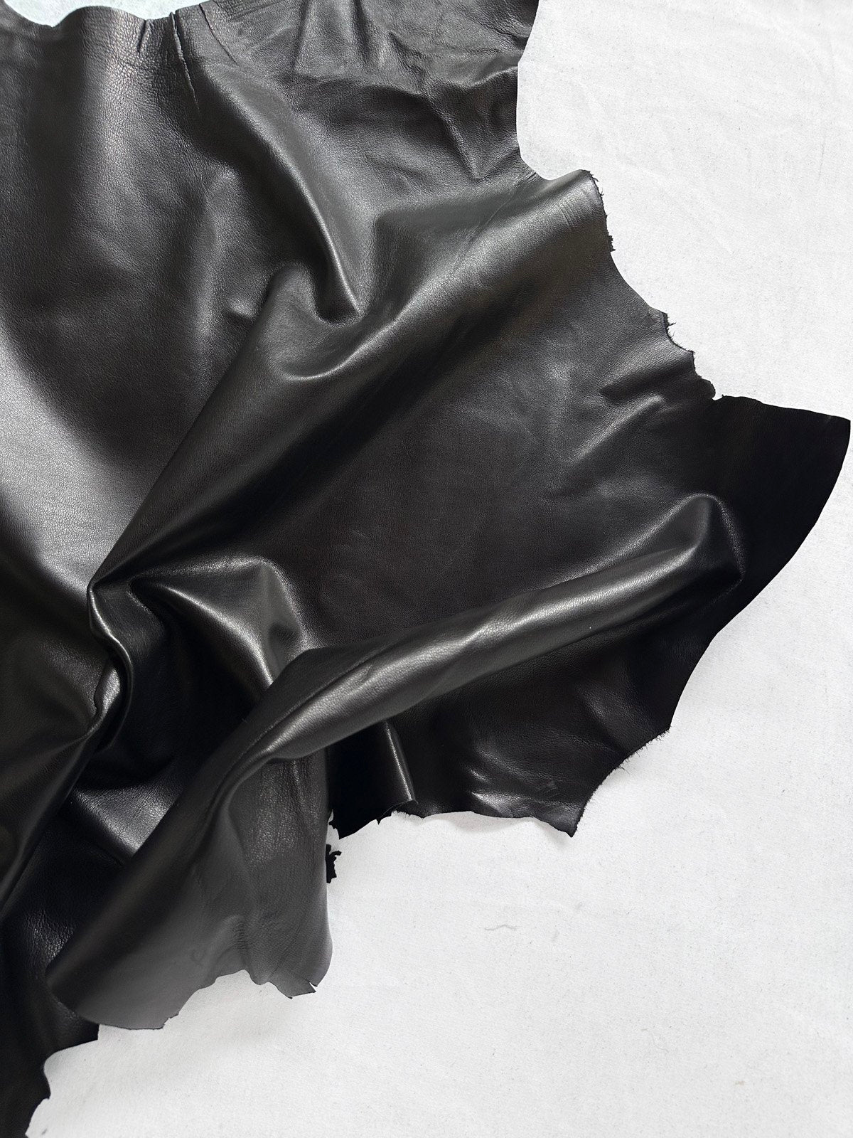 Buttery Black Lambskin With Shine - L'Etoffe Fabrics LLC