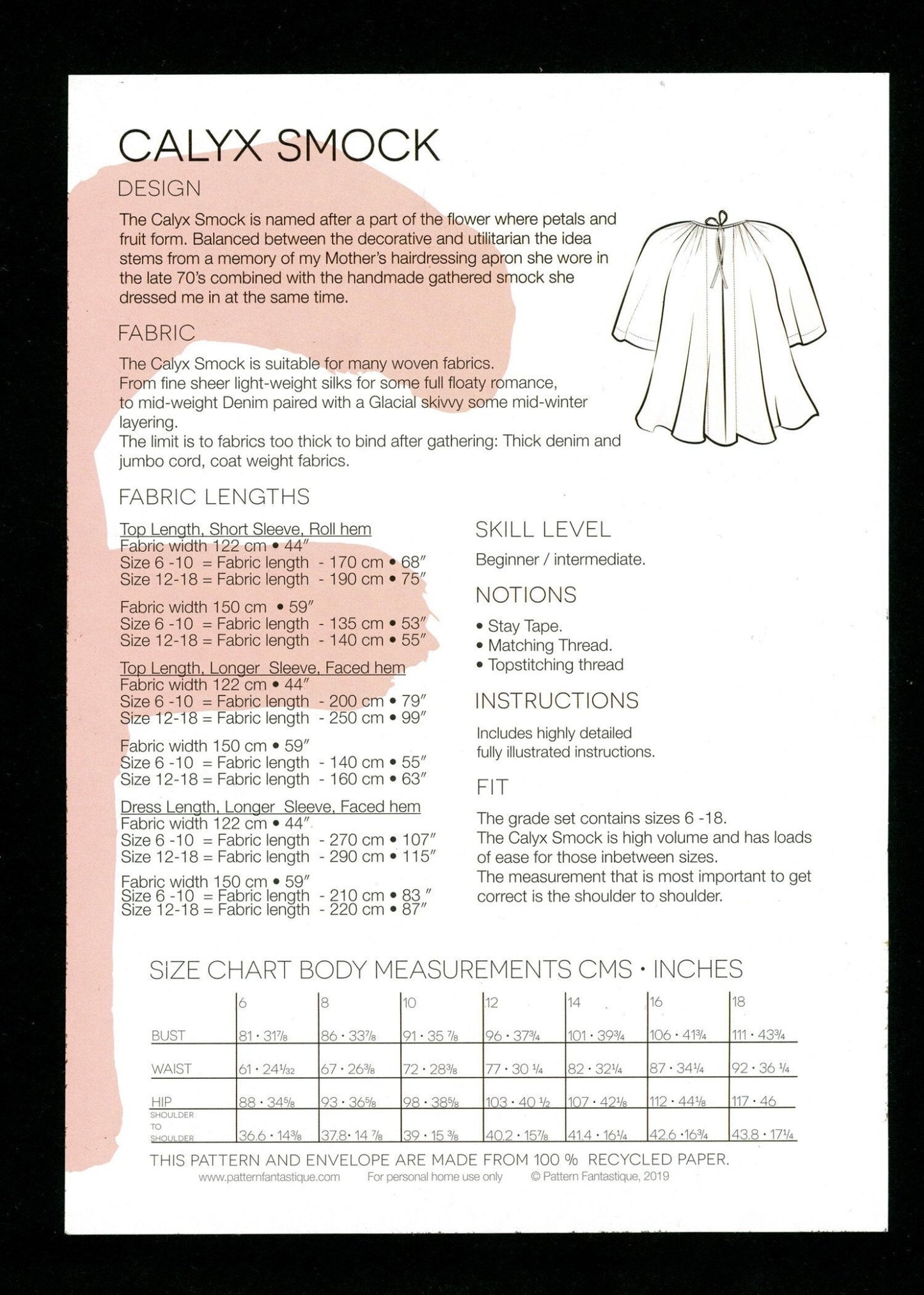 Calyx Smock Pattern Fantastique - L'Etoffe Fabrics LLC