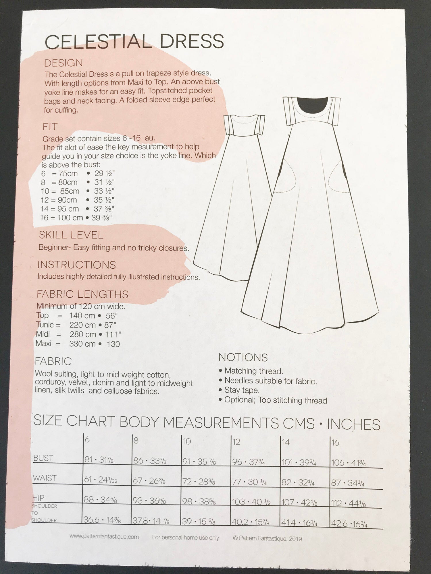 Celestial Maxi Dress Pattern Fantastique - L'Etoffe Fabrics LLC