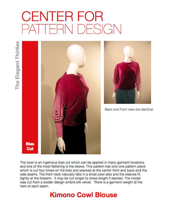CFPD Art Deco Bias Cowl Sleeve Blouse PDF Download - L'Etoffe Fabrics LLC