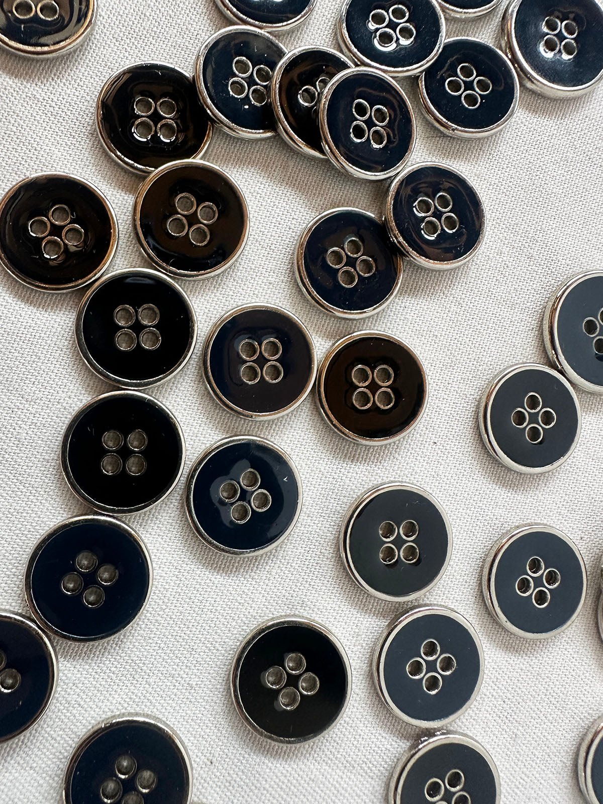 Chrome Navy Enamel Buttons - L'Etoffe Fabrics LLC