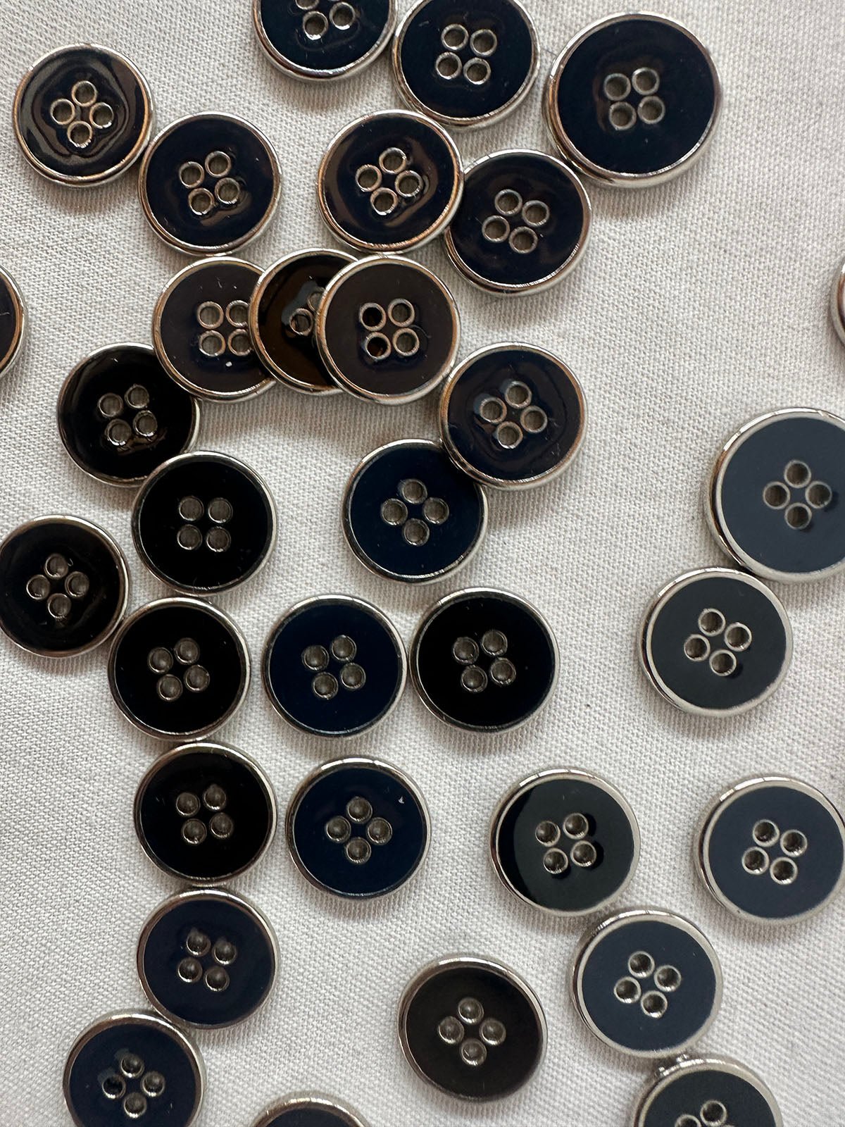 Chrome Navy Enamel Buttons - L'Etoffe Fabrics LLC