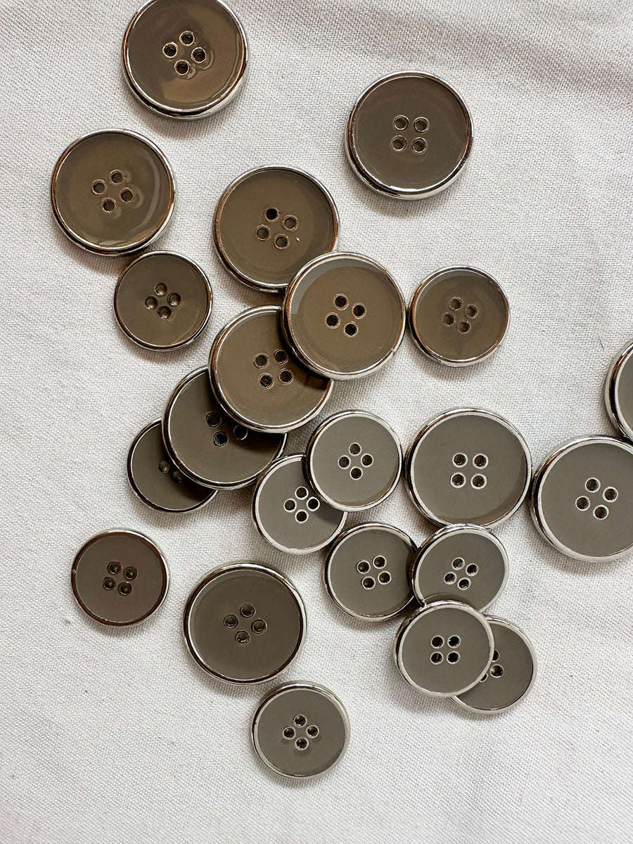 Chrome Taupe Enamel Buttons - L'Etoffe Fabrics LLC