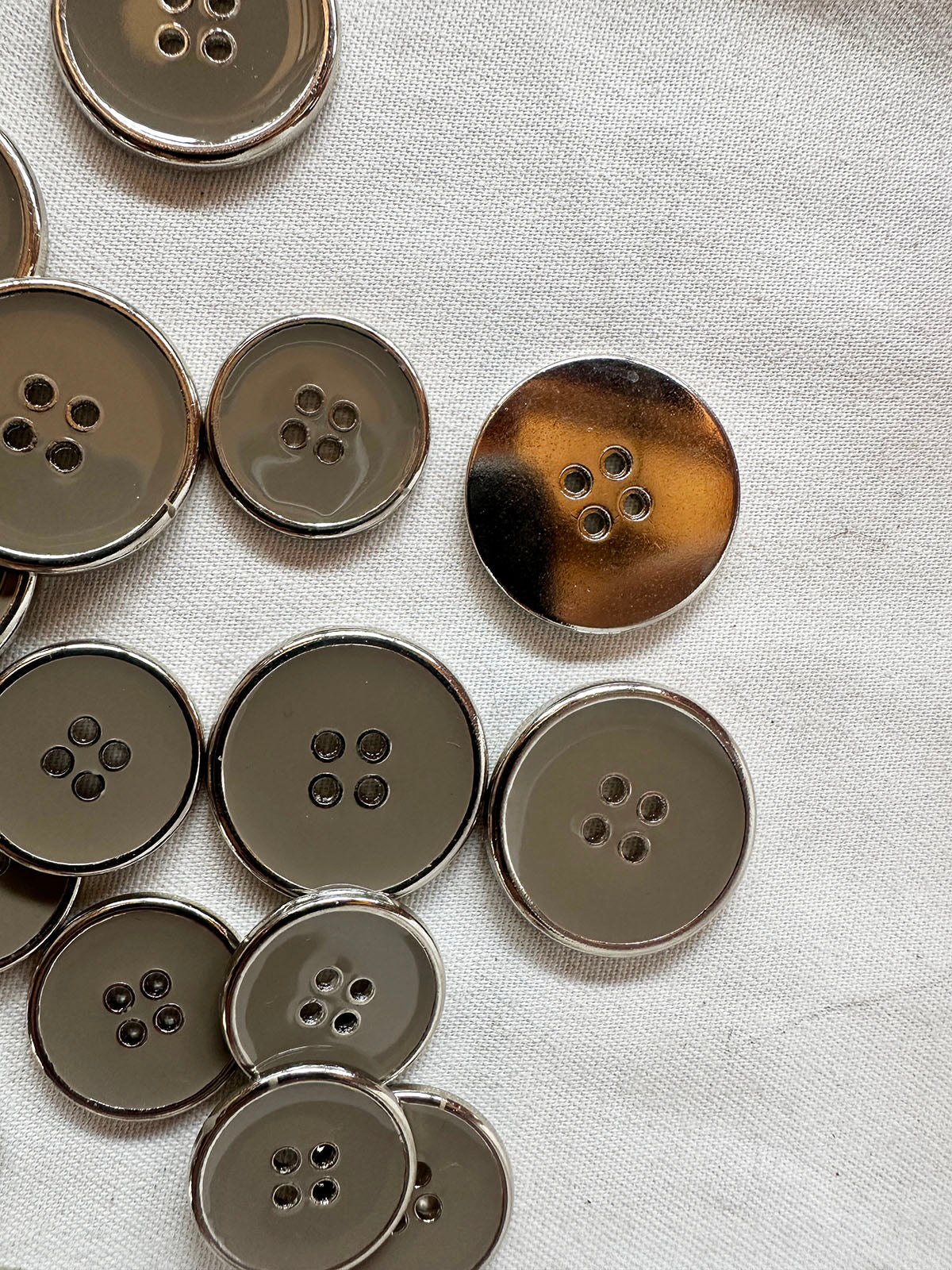 Chrome Taupe Enamel Buttons - L'Etoffe Fabrics LLC