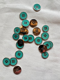 Chrome Turquoise Enamel Buttons - L'Etoffe Fabrics LLC
