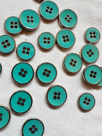 Chrome Turquoise Enamel Buttons - L'Etoffe Fabrics LLC