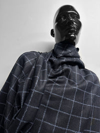Classic Italian Check Silk Linen Virgin Wool Suiting - Navy - L'Etoffe Fabrics LLC