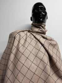 Classic Italian Check Silk Linen Virgin Wool Suiting - Pink, Tan - L'Etoffe Fabrics LLC