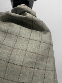 Classic Italian Check Silk Linen Virgin Wool Suiting - Sage, Tan - L'Etoffe Fabrics LLC