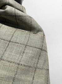 Classic Italian Check Silk Linen Virgin Wool Suiting - Sage, Tan - L'Etoffe Fabrics LLC