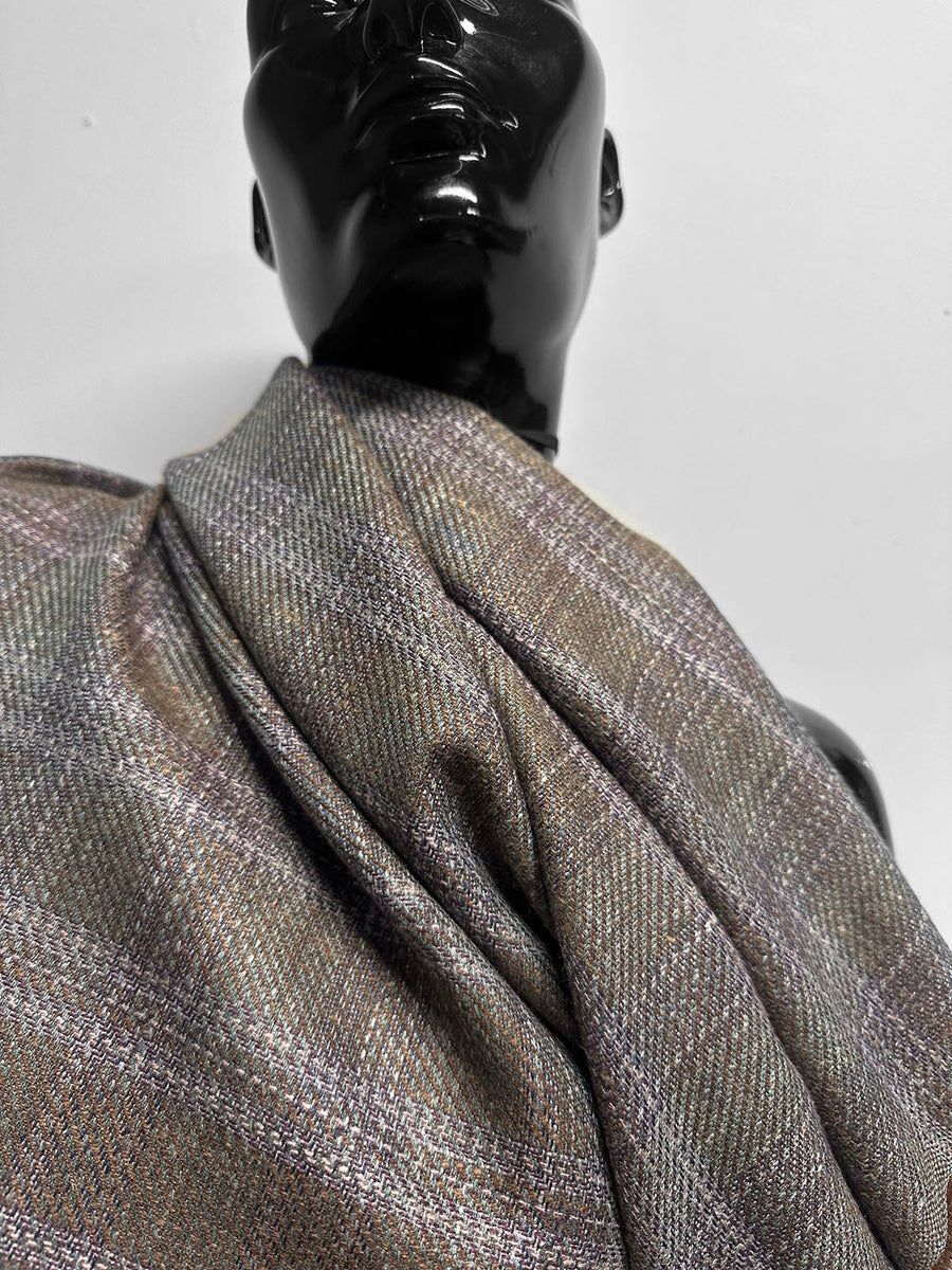 Classic Italian Silk Linen Virgin Wool Suiting - Purple, Brown - L'Etoffe Fabrics LLC