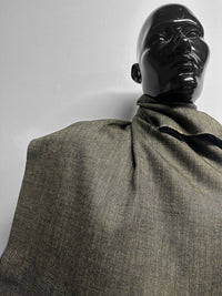 Classic Italian Silk Linen Virgin Wool Twill Suiting - Khaki Black - L'Etoffe Fabrics LLC